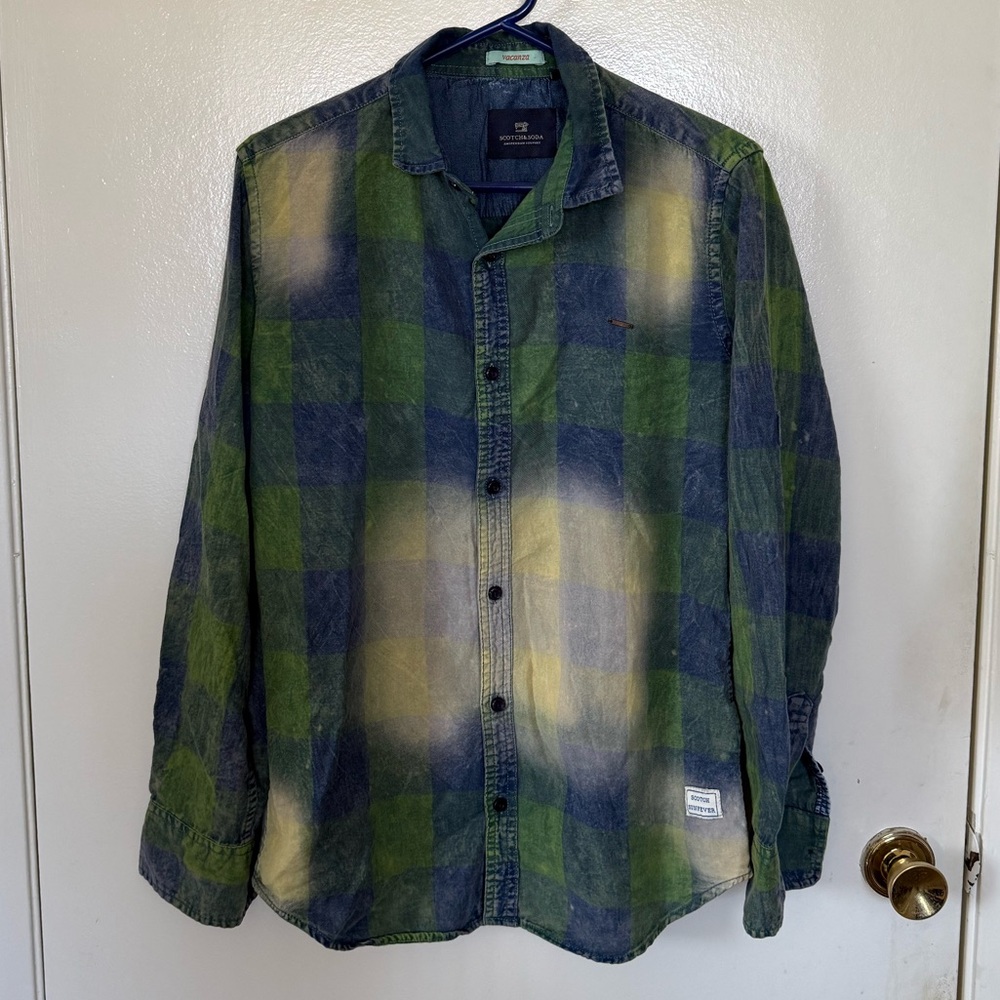 Scotch & Soda Green and Blue Lightweight Shirt Jacket